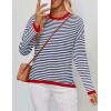 imageZESICA Womens Spring Striped Sweaters Long Sleeve Crew Neck Shirts Color Block Lightweight Pullover TopsNavy