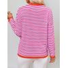 imageZESICA Womens Spring Striped Sweaters Long Sleeve Crew Neck Shirts Color Block Lightweight Pullover TopsRose