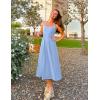 imageZESICA Womens Summer Sleeveless Halter Midi Dress 2025 Off Shoulder High Waist Swing Flowy Beach Long DressesBlue