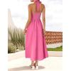 imageZESICA Womens Summer Sleeveless Halter Midi Dress 2025 Off Shoulder High Waist Swing Flowy Beach Long DressesHotpink