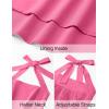 imageZESICA Womens Summer Sleeveless Halter Midi Dress 2025 Off Shoulder High Waist Swing Flowy Beach Long DressesHotpink