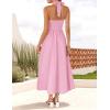 imageZESICA Womens Summer Sleeveless Halter Midi Dress 2025 Off Shoulder High Waist Swing Flowy Beach Long DressesPink