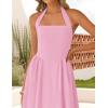 imageZESICA Womens Summer Sleeveless Halter Midi Dress 2025 Off Shoulder High Waist Swing Flowy Beach Long DressesPink