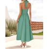 imageZESICA Womens Summer Sleeveless Halter Midi Dress 2025 Off Shoulder High Waist Swing Flowy Beach Long DressesSage