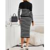 imageZESICA Womens Two Piece Outfits Bodycon Sweater Dress Long Sleeve Cropped Cardigan Striped Fall Knit SetsBlack