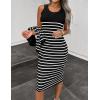imageZESICA Womens Two Piece Outfits Bodycon Sweater Dress Long Sleeve Cropped Cardigan Striped Fall Knit SetsBlack