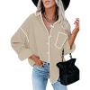 imageZESICA Womens Corduroy Shacket Jacket Long Sleeve Button Down Shirt Oversized Blouses Tops with PocketsApricot