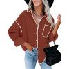 imageZESICA Womens Corduroy Shacket Jacket Long Sleeve Button Down Shirt Oversized Blouses Tops with PocketsRust