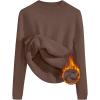 imageZESICA Womens Fleece Sherpa Lined Sweater Winter Thermal Shirts Long Sleeve Mock Neck Slim Fitted Pullover TopsCoffee