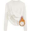 imageZESICA Womens Fleece Sherpa Lined Sweater Winter Thermal Shirts Long Sleeve Mock Neck Slim Fitted Pullover TopsWhite