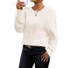 imageZESICA Womens Oversized Long Sleeve Crew Neck Sweaters Ribbed Knit Tops Casual Pullover SweaterApricot