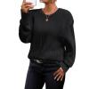 imageZESICA Womens Oversized Long Sleeve Crew Neck Sweaters Ribbed Knit Tops Casual Pullover SweaterBlack