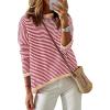 imageZESICA Womens Spring Striped Sweaters Long Sleeve Crew Neck Shirts Color Block Lightweight Pullover TopsRed