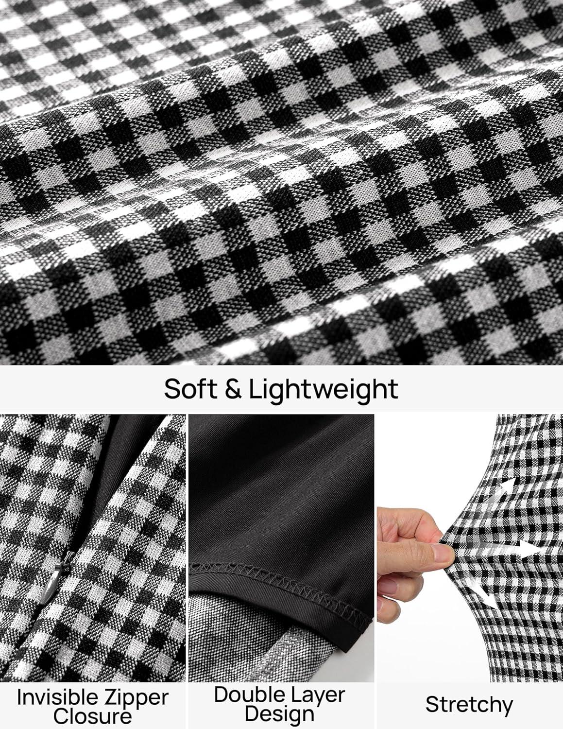 imageZESICA Plaid Mini Skirt for Womens 2025 Summer High Waist A Line Bodycon Pencil Skirts TrendyBlack