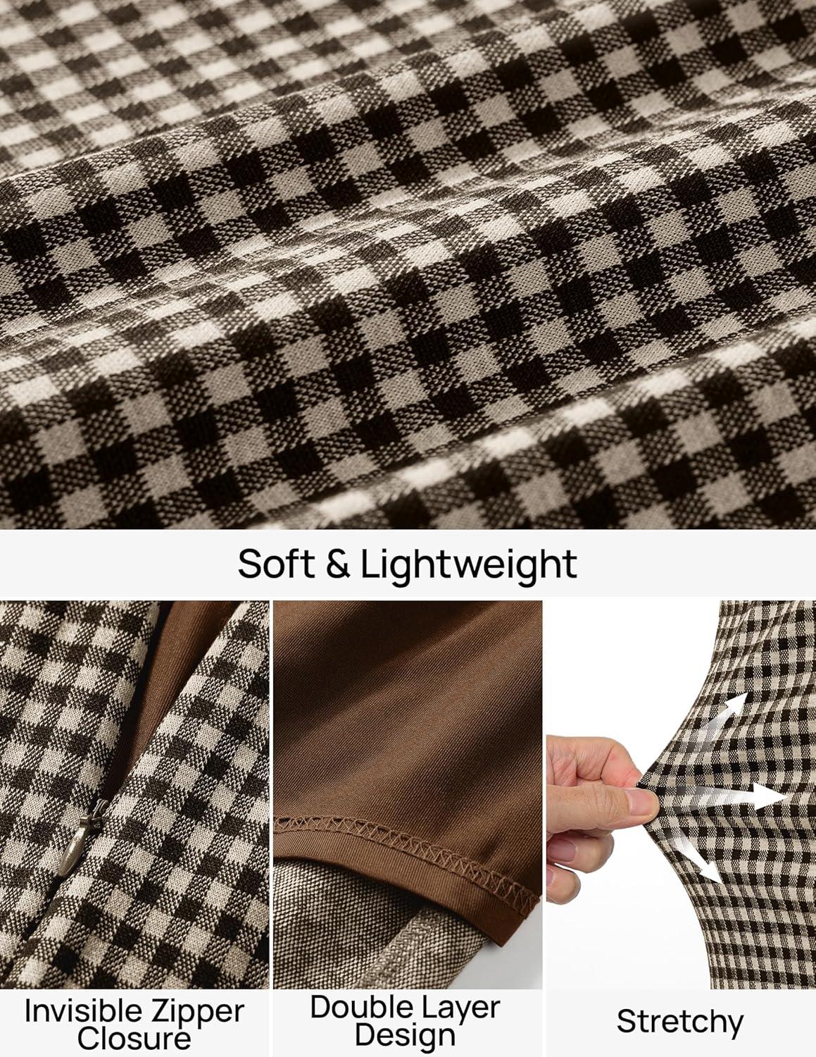 imageZESICA Plaid Mini Skirt for Womens 2025 Summer High Waist A Line Bodycon Pencil Skirts TrendyMocha