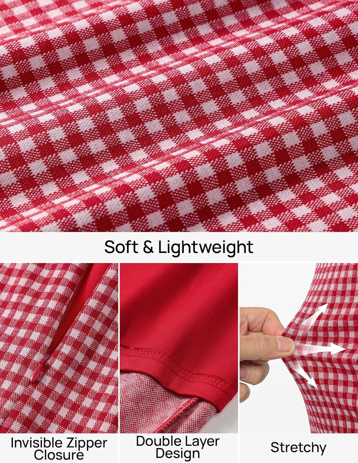 imageZESICA Plaid Mini Skirt for Womens 2025 Summer High Waist A Line Bodycon Pencil Skirts TrendyRed