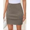 imageZESICA Plaid Mini Skirt for Womens 2025 Summer High Waist A Line Bodycon Pencil Skirts TrendyMocha