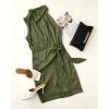 imageZESICA Womens 2025 Fashion Satin Sleeveless Halter Neck Tie Waist Wrap Bodycon Cocktail Party Mini DressArmygreen