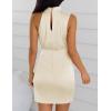 imageZESICA Womens 2025 Fashion Satin Sleeveless Halter Neck Tie Waist Wrap Bodycon Cocktail Party Mini DressChampagne