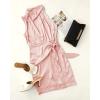 imageZESICA Womens 2025 Fashion Satin Sleeveless Halter Neck Tie Waist Wrap Bodycon Cocktail Party Mini DressLightpink