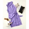 imageZESICA Womens 2025 Fashion Satin Sleeveless Halter Neck Tie Waist Wrap Bodycon Cocktail Party Mini DressPurple