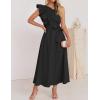 imageZESICA Womens 2025 Summer One Shoulder Ruffle Dress Sleeveless Empire Waist Boho Flowy Maxi DressesBlack