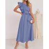 imageZESICA Womens 2025 Summer One Shoulder Ruffle Dress Sleeveless Empire Waist Boho Flowy Maxi DressesDustyblue