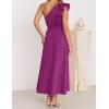 imageZESICA Womens 2025 Summer One Shoulder Ruffle Dress Sleeveless Empire Waist Boho Flowy Maxi DressesEggplant