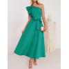 imageZESICA Womens 2025 Summer One Shoulder Ruffle Dress Sleeveless Empire Waist Boho Flowy Maxi DressesGreen