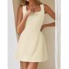 imageZESICA Womens 2025 Summer Sleeveless Tank Mini Dresses Square Neck A Line Flare Party Short DressApricot
