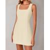 imageZESICA Womens 2025 Summer Sleeveless Tank Mini Dresses Square Neck A Line Flare Party Short DressApricot