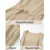 imageZESICA Womens 2025 Summer Sleeveless Tank Mini Dresses Square Neck A Line Flare Party Short DressKhaki