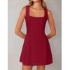 imageZESICA Womens 2025 Summer Sleeveless Tank Mini Dresses Square Neck A Line Flare Party Short DressRed