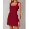 imageZESICA Womens 2025 Summer Sleeveless Tank Mini Dresses Square Neck A Line Flare Party Short DressRed