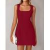 imageZESICA Womens 2025 Summer Sleeveless Tank Mini Dresses Square Neck A Line Flare Party Short DressRed
