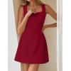 imageZESICA Womens 2025 Summer Sleeveless Tank Mini Dresses Square Neck A Line Flare Party Short DressRed