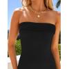 imageZESICA Womens 2025 Summer Strapless Bodycon Midi Dress Off Shoulder Strapless Side Slit Tube Long Club Party DressesBlack