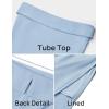 imageZESICA Womens 2025 Summer Strapless Bodycon Midi Dress Off Shoulder Strapless Side Slit Tube Long Club Party DressesLight Blue