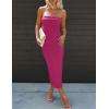 imageZESICA Womens 2025 Summer Strapless Bodycon Midi Dress Off Shoulder Strapless Side Slit Tube Long Club Party DressesPlum