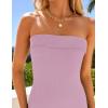 imageZESICA Womens 2025 Summer Strapless Bodycon Midi Dress Off Shoulder Strapless Side Slit Tube Long Club Party DressesPurple