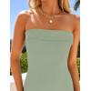 imageZESICA Womens 2025 Summer Strapless Bodycon Midi Dress Off Shoulder Strapless Side Slit Tube Long Club Party DressesSage