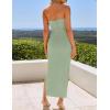 imageZESICA Womens 2025 Summer Strapless Bodycon Midi Dress Off Shoulder Strapless Side Slit Tube Long Club Party DressesSage