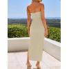 imageZESICA Womens 2025 Summer Strapless Bodycon Midi Dress Off Shoulder Strapless Side Slit Tube Long Club Party DressesSand