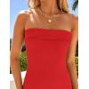 imageZESICA Womens 2025 Summer Strapless Bodycon Midi Dress Off Shoulder Strapless Side Slit Tube Long Club Party DressesWatermelon