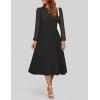 imageZESICA Womens Fall Long Sleeve Dresses 2025 Casual Crewneck Chiffon Swing Pleated A Line Cocktail Party Midi DressBlack