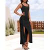 imageZESICA Womens Sleeveless Formal Maxi Dresses 2025 Summer Square Neck High Split Cocktail Party Bodycon Long DressBlack