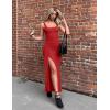 imageZESICA Womens Sleeveless Formal Maxi Dresses 2025 Summer Square Neck High Split Cocktail Party Bodycon Long DressRed
