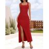imageZESICA Womens Sleeveless Formal Maxi Dresses 2025 Summer Square Neck High Split Cocktail Party Bodycon Long DressRed