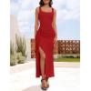 imageZESICA Womens Sleeveless Formal Maxi Dresses 2025 Summer Square Neck High Split Cocktail Party Bodycon Long DressRed