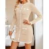 imageZESICA Fall Dresses for Women 2025 Long Sleeve Button Color Block Knit Bodycon Short Sweater Dresses with PocketsApricot
